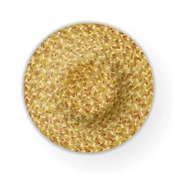 Realistic Summer Braided Hat Top View Иллюстрация