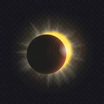 Realistic sun eclipse on transperant background Stock Illustration