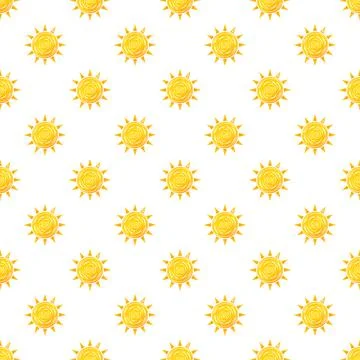 Realistic sun icon pattern for weather design on white background. Vector stock Stock Illustration