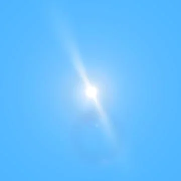 Realistic sun with reflections. Sunbeam with chromatic aberrations, lens flare, Stock Illustration