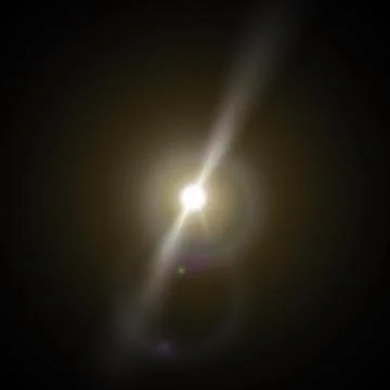 Realistic sun with reflections. Sunbeam with chromatic aberrations, lens flare, Stock Illustration