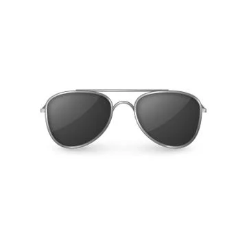 Realistic sunglasses front view. Plastic glasses with shadow. Vector illustra Stock Illustration