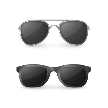 Realistic sunglasses front view. Plastic glasses. Vector illustration isolate Stock Illustration