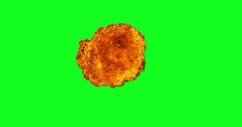 Realistic super slow motion fire blast explosion isolated on green background. Stock Footage 336197435