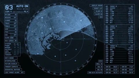 Realistic surface radar, scattered static targets, Los Angeles. Stock Footage 157991988