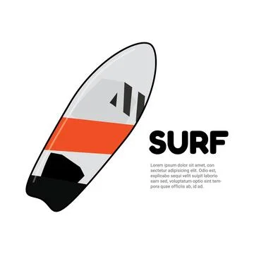 Realistic surfboard for riding the waves in summer. Stock Illustration