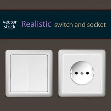 Realistic switch and socket Stock Illustration