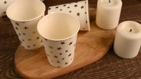 Realistic table after birthday or Christmas party. Stock Footage 164603781