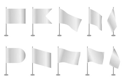 Realistic Table Flags Vector Set Stock Illustration