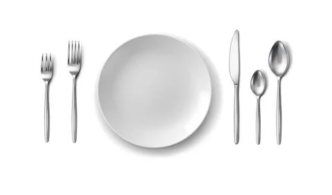 Realistic table setting with white background Illustrazione stock
