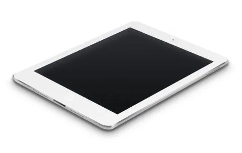 Realistic tablet computer with black screen. Stock Illustration