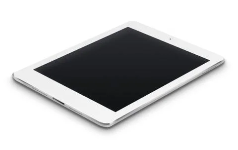 Realistic tablet computer with black screen. Stock-Illustration