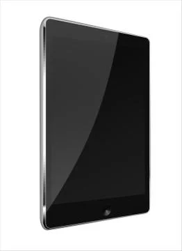 Realistic tablet computer with black screen. Stock Illustration