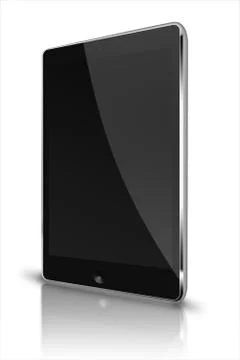 Realistic tablet computer with black screen. Stock Illustration
