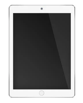 Realistic tablet computer with black screen. Stock Illustration