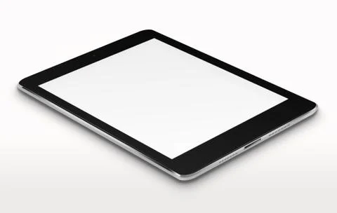Realistic tablet computer with blank screen. Illustrazione stock