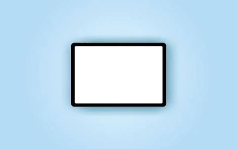 Realistic Tablet computer with blank white screen isolated on blue background 스톡 일러스트