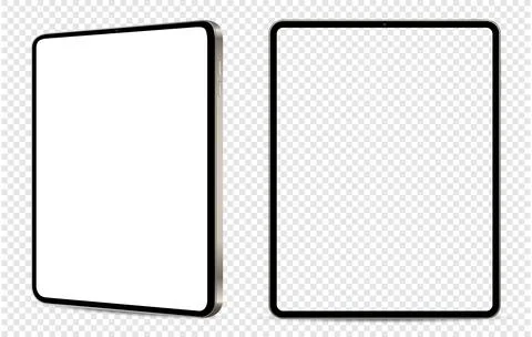 Realistic tablet computer mockup. Front and side view with white and empty sc 库存插图
