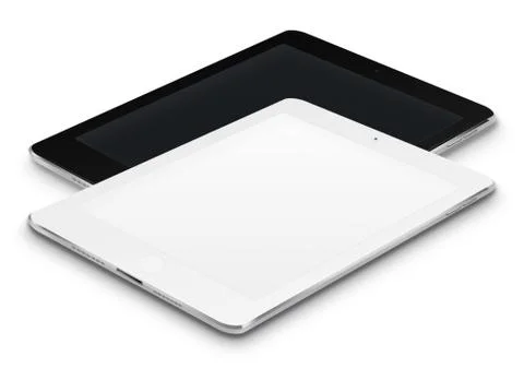 Realistic tablet computers with black and blank screens. Stock Illustration