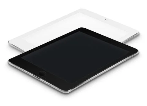 Realistic tablet computers with black and blank screens. Stock Illustration