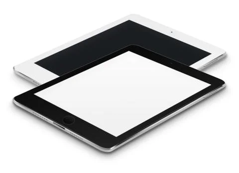 Realistic tablet computers with black and blank screens. Stock Illustration