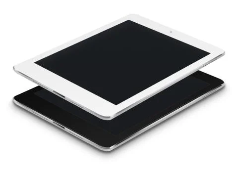 Realistic tablet computers with black screen. Stock Illustration