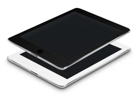 Realistic tablet computers with black screens. Stock Illustration