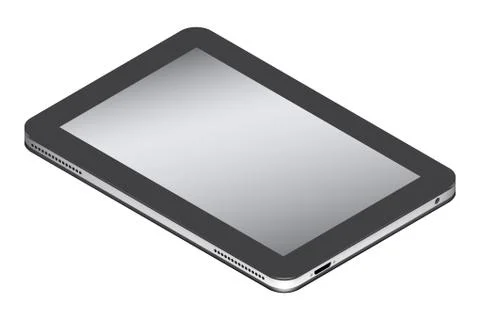 Realistic tablet in isometry isolated on a white background. Illustrazione stock