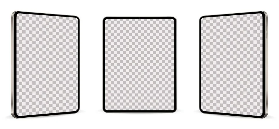 Realistic tablet mockup from angled view. Digital tablet pc isolated on white イラスト素材