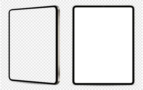 Realistic tablet mockup. Front and side view with white and empty screen on t Illustrazione stock