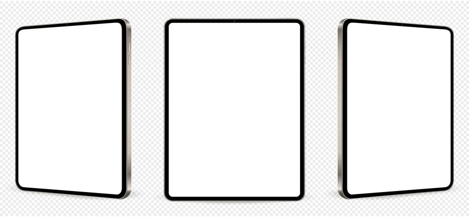 Realistic tablet mockup on three sides with blank screen 库存插图