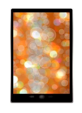 Realistic tablet pc computer with bokeh  screen isolated on white background Stock Illustration