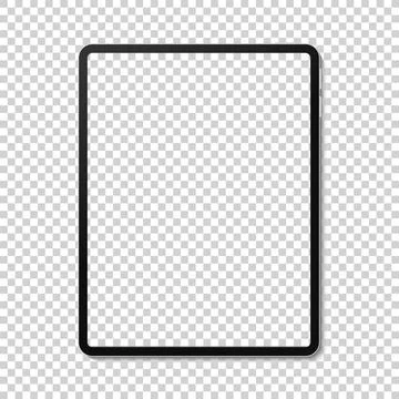 Realistic tablet pc device mockup template on transparent background with shadow Stock Illustration