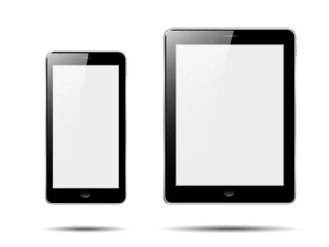 Realistic tablet pc mock up with blank screen. tablet and realistic smartphone Stock Illustration
