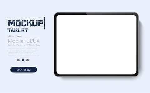 Realistic Tablet with white screen isolated on background. Can use for template Stock Illustration
