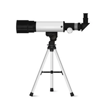 Realistic telescope isolated on white background. Vector illustration. Illustrazione stock