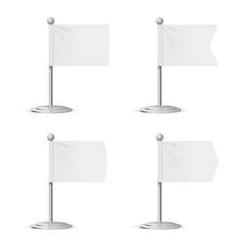 Realistic Template Blank White Flags Pocket Table. Vector Stock-Illustration