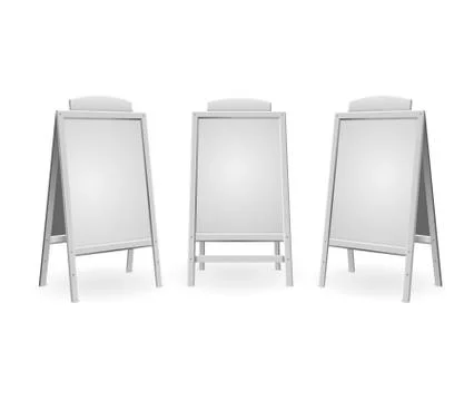 Realistic Template Blank White Menu Board Set. Vector Illustrazione stock