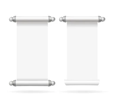 Realistic Template Blank White Paper Scroll Set. Vector Illustrazione stock