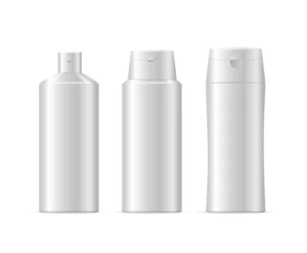 Realistic Template Blank White Shampoo Cosmetic Bottle Isolated. Vector Stock-Illustration