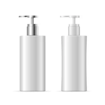 Realistic Template Blank White Soap Liquid Cosmetic Bottle Isolated. Vector 스톡 일러스트