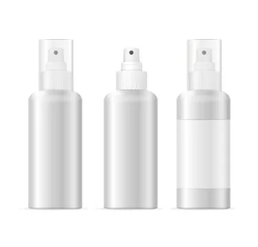 Realistic Template Blank White Spray Cosmetic Bottle Isolated. Vector Stock Illustration