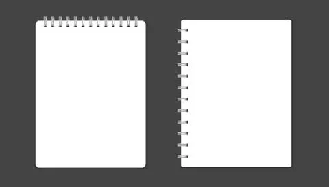 Realistic template notepad with spiral. Blank cover design. School business d Stock Illustration