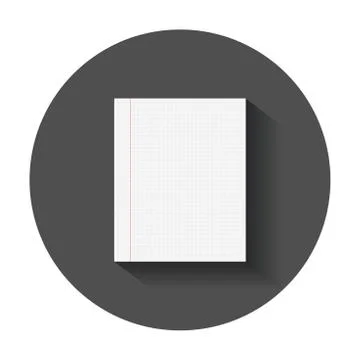 Realistic template paper sheet with square grid. Office notebook with long sh Stock Illustration