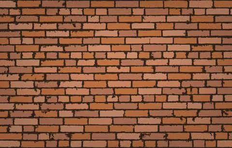 Realistic texture of brown old brick wall. Detailed pattern. Modern backdrop Stock Illustration