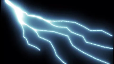 Realistic Thunder Storm Lightning Overlay on Black Background Seamless 4K Loo Stock Footage 341609117