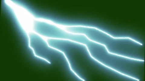 Realistic Thunder Storm Lightning Overlay on Green Background Seamless 4K Loop Stock Footage 341609160
