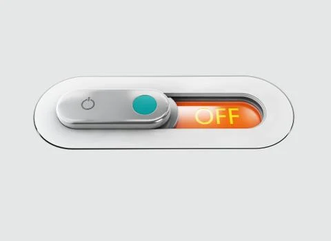 Realistic toggle switch. Gray switche with backlight, off position. 3d illust Stock Illustration