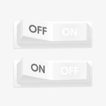 Realistic toggle switch. White switches with backlight, on/off - position. Ve イラスト素材