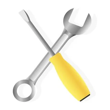 Realistic tool set Screwdriver and wrench. Isolated object. Vector illustrati Illustrazione stock